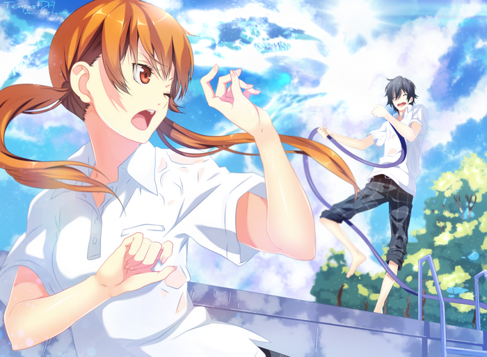 Shizuku Mizutani and Haru Yoshida playing with a rope