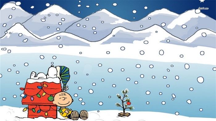 Charlie Brown and Snoopy in the snow