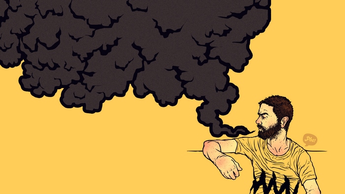 Man blowing smoke