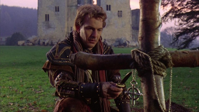 Robin Hood in front of a castle