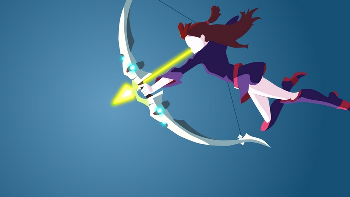 Akko Kagari shooting a bow and arrow