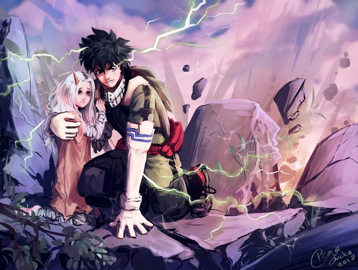 Izuku Midoriya and Eri from My Hero Academia