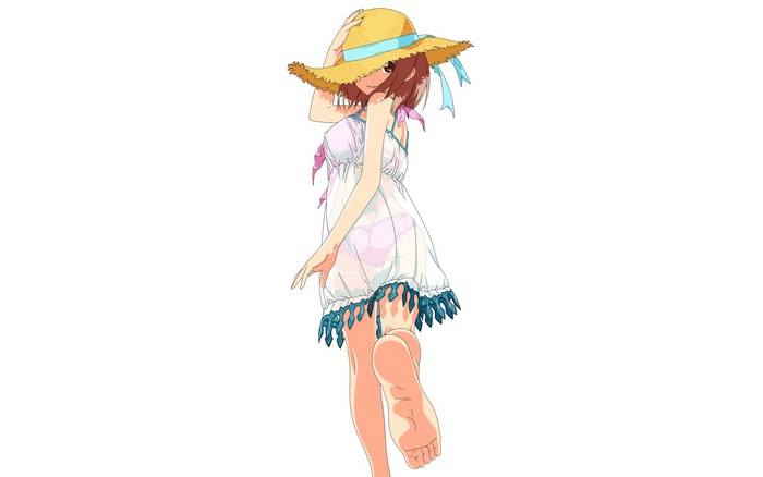 Chiho Sasaki in a straw hat and dress