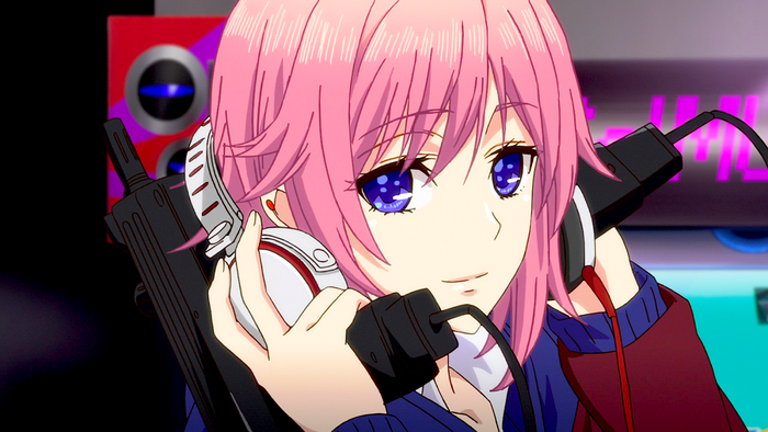 Matsuri Mizusawa with headphones and gun