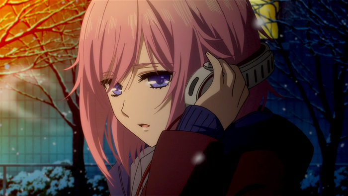 Matsuri Mizusawa with headphones in winter