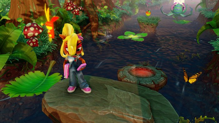 Coco Bandicoot in a jungle environment