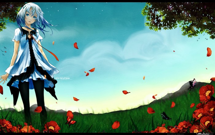 Lacia from Beatless in a field of flowers