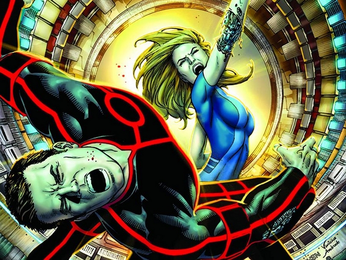 Bionic Man and Woman in Sci-Fi Setting