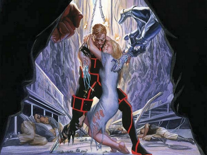 The Bionic Man holding a woman