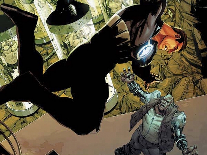 Bionic Man fighting a zombie-like creature