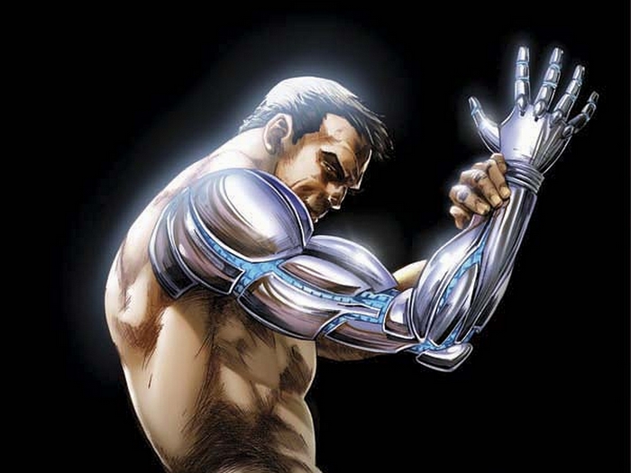 Bionic Man with robotic arm
