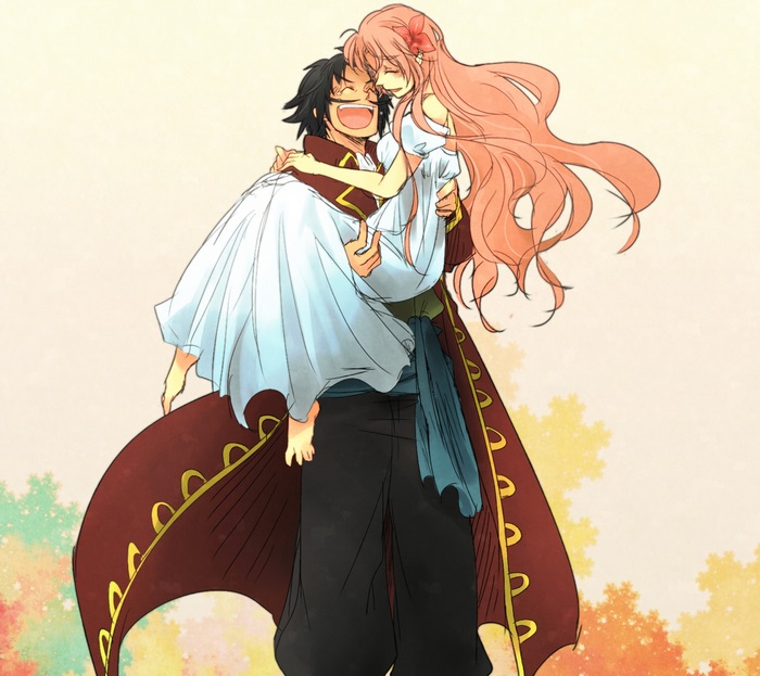 Gol D. Roger carrying a woman