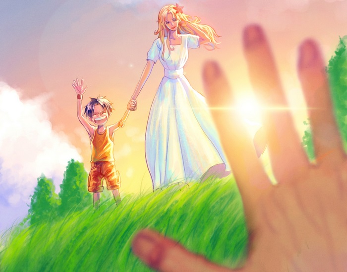 Young Monkey D. Luffy and Portgas D. Rouge