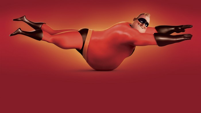 Mr. Incredible from The Incredibles flying