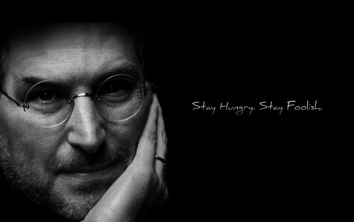 Steve Jobs with quote "Stay Hungry. Stay Foolish."