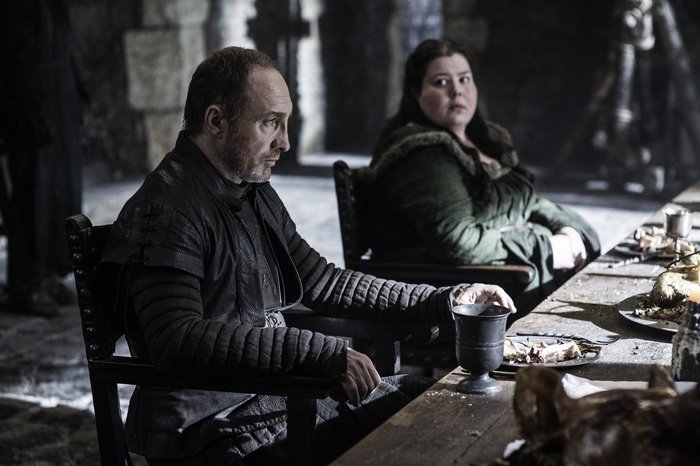 Roose Bolton and Walda Frey at a feast