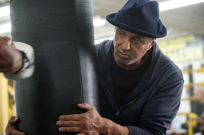 Rocky Balboa training with a punching bag