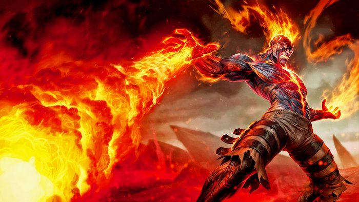 Brand (League of Legends) character engulfed in flames