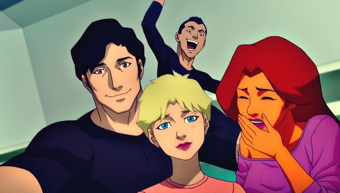Young Justice characters taking a selfie
