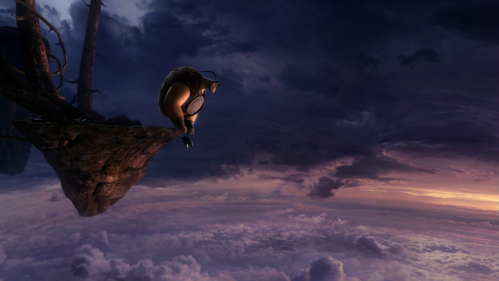 Lian-Chu on a floating island at sunset