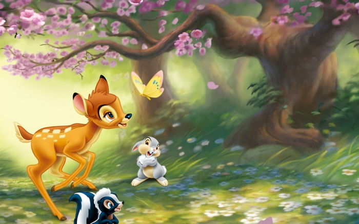 Bambi and Friends in a Spring Forest