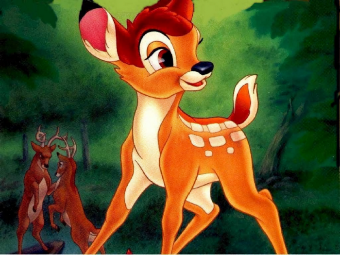 Bambi and two deer in a forest