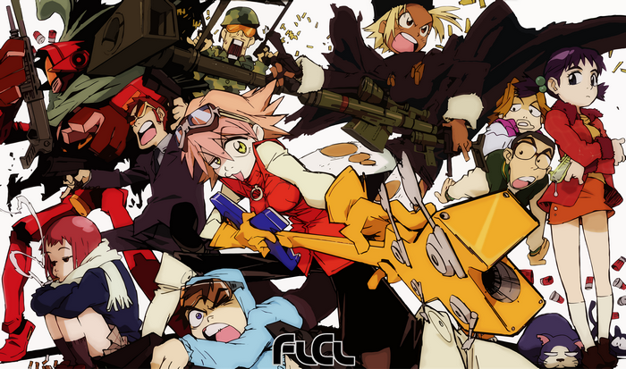 FLCL characters with weapons