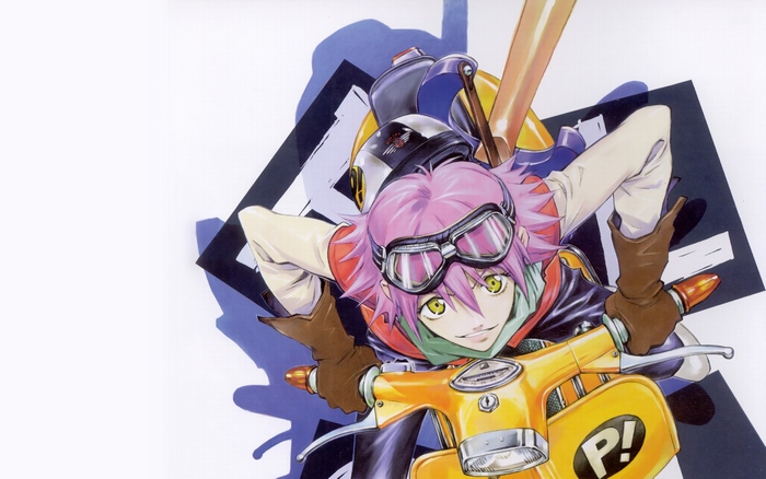 Haruko Haruhara from FLCL riding a scooter