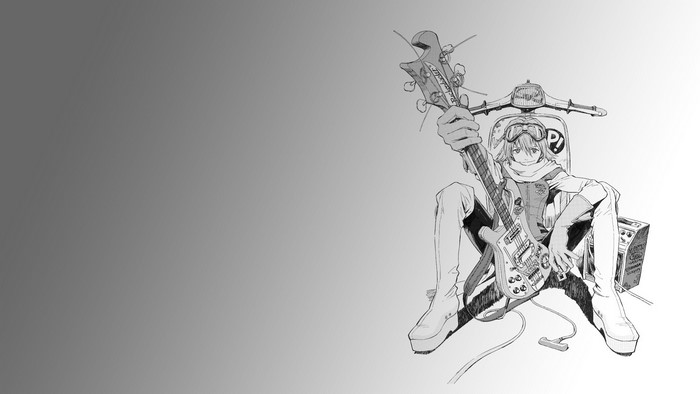 Haruko Haruhara with Guitar and Scooter