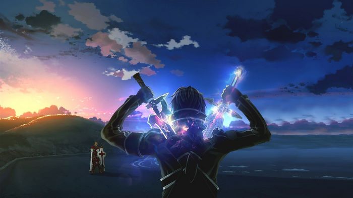 Heathcliff from Sword Art Online with dual swords