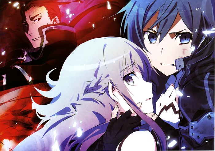 Heathcliff and two other characters from Sword Art Online