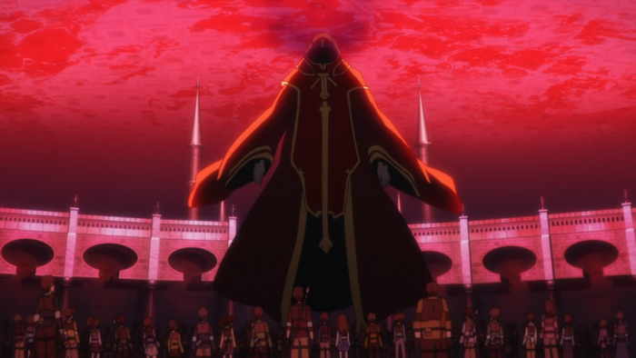 Heathcliff from Sword Art Online in a red robe