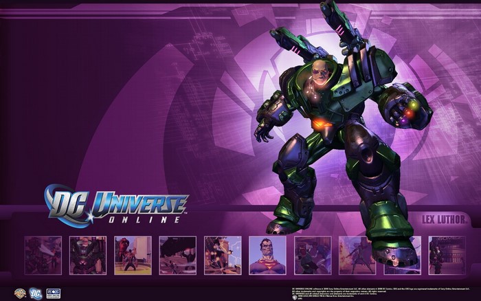Lex Luthor in a green mech suit from DC Universe Online