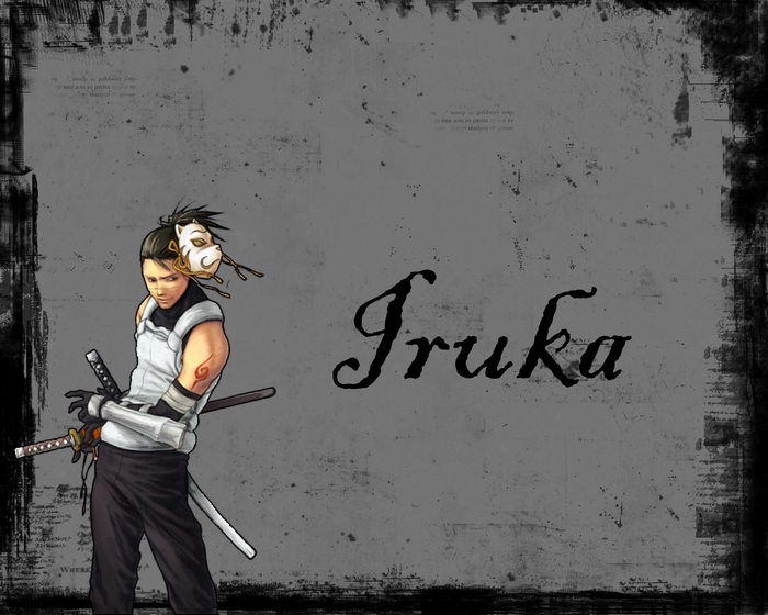 Iruka Umino with swords and mask