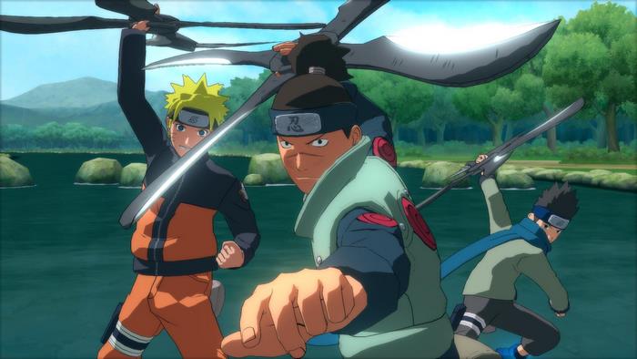 Naruto and other ninjas fighting with weapons