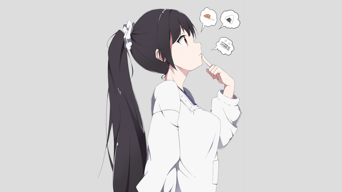Isokaze from Kancolle thinking about food