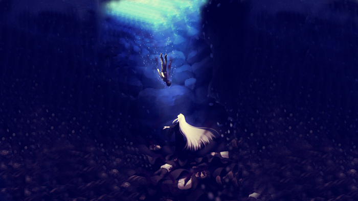 Satella from Re:Zero falling underwater