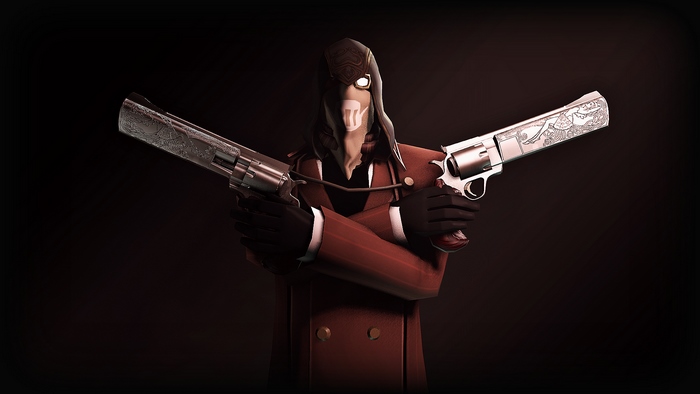 Spy from Team Fortress with revolvers