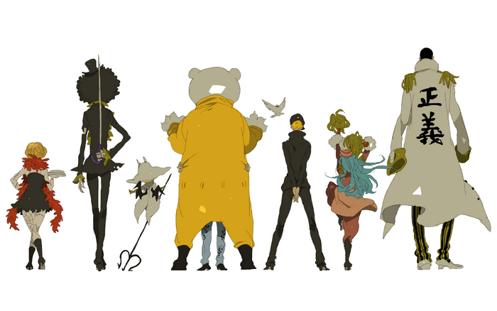 One Piece characters standing in a line