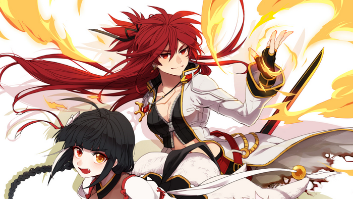 Ara from Elsword with fire effects