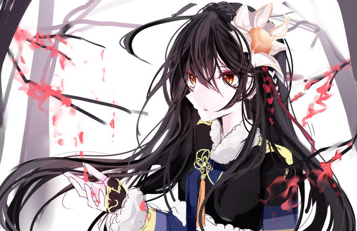 Anime girl with black hair and orange eyes