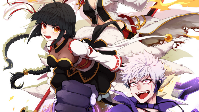 Anime characters with black and white hair