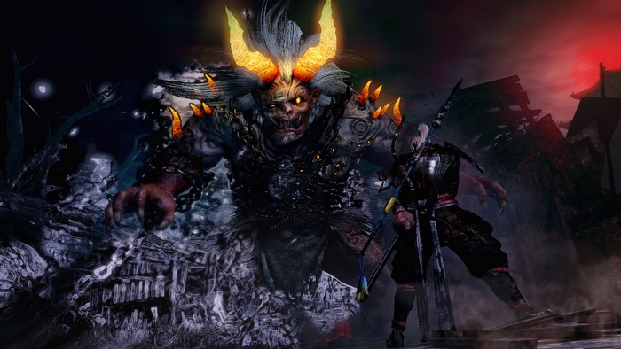 William Adams fighting a demon in Nioh