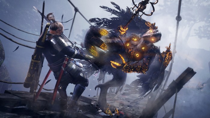 William Adams from Nioh fighting a bird-like yokai