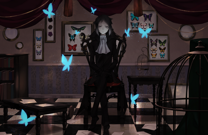 Ryūnosuke Akutagawa with glowing butterflies