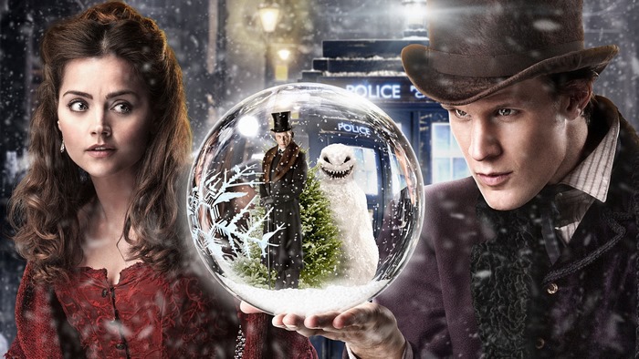 Clara Oswald and the Doctor in a Snow Globe