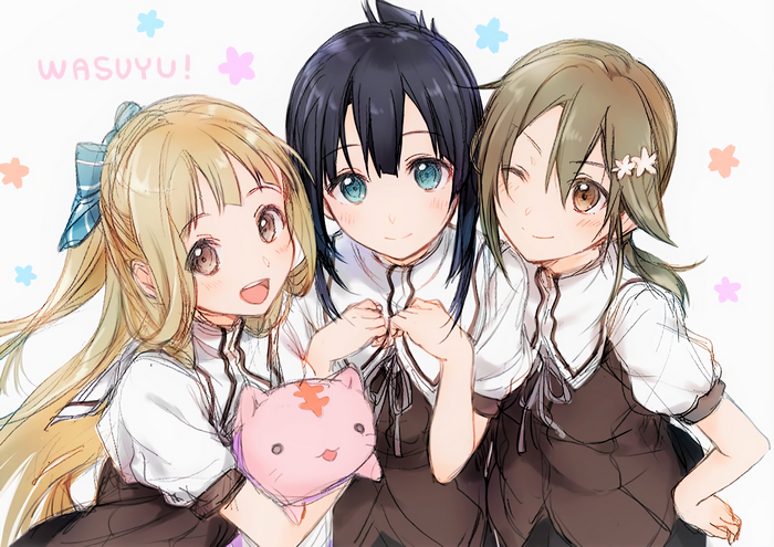 Togo Mimori and friends with a cat plush