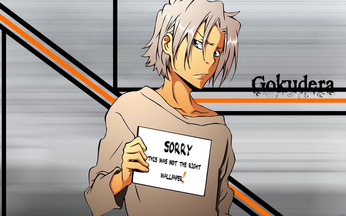 Hayato Gokudera holding a sign