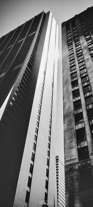 Skyscrapers in a city viewed from below