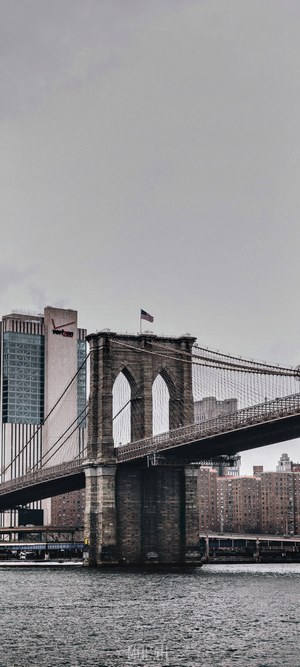 Brooklyn Bridge and Verizon building, New York City